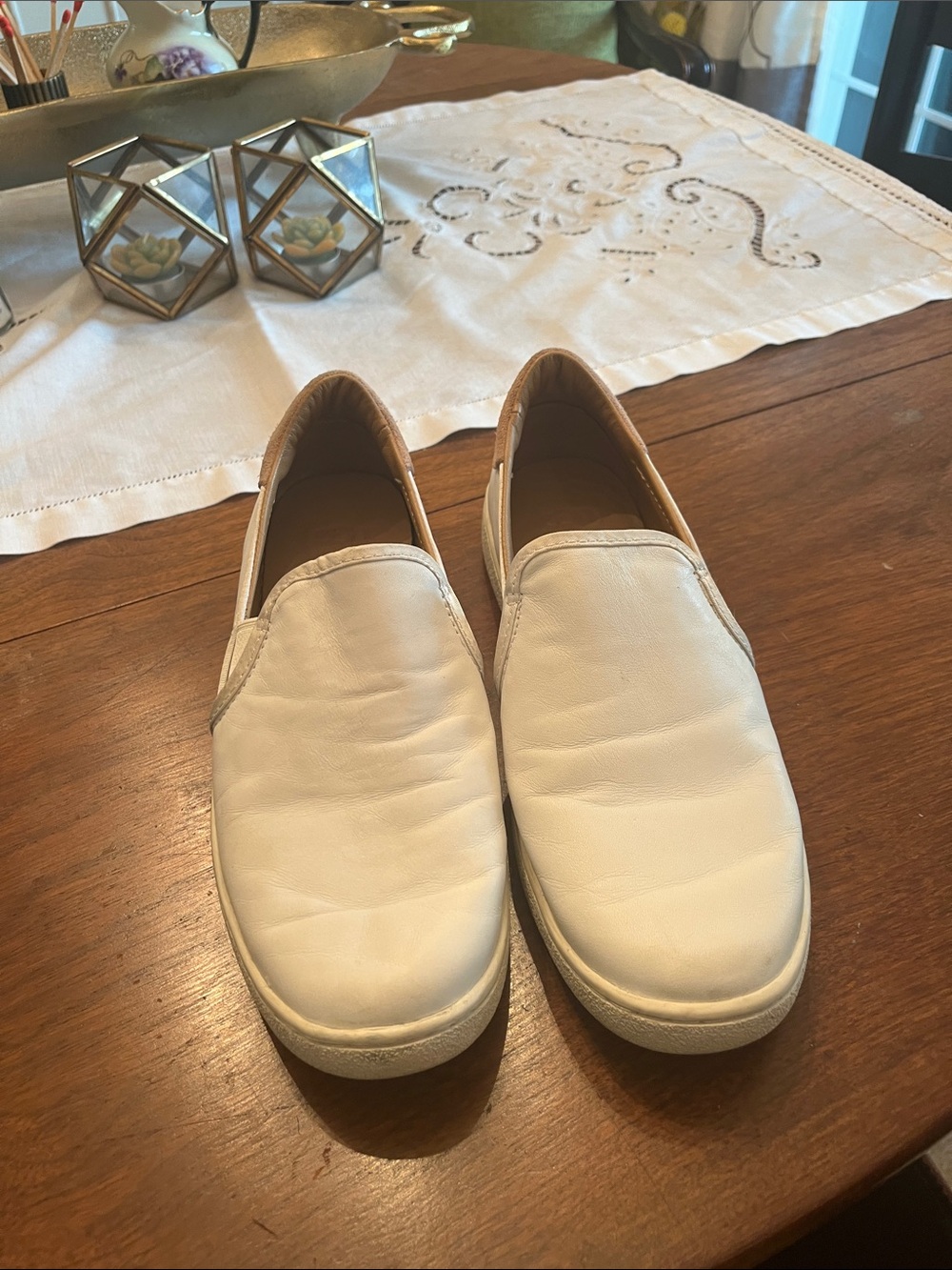 UGG Women's White Slip-On Leather Flats